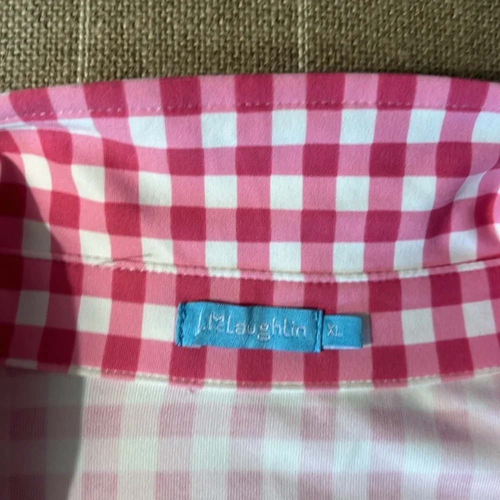 J. McLaughlin (2 dresses) Pink Gingham & Tan Check Shirt Dresses - Picture 6 of 10